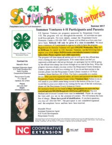 4-H Summer Ventures newsletter page 1