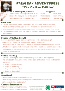 Farm Day Adventures - The Cotton Edition Handout