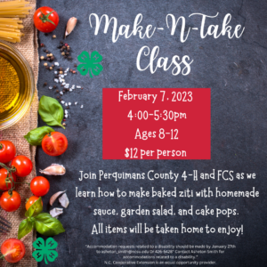 Cover photo for Make -N-Take Cooking Class